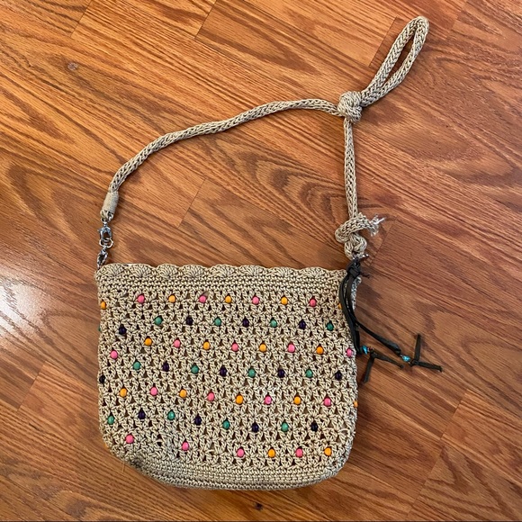 Handbags - Vintage Y2K does 70’s Beaded Macrame Purse Boho Purse Wooden Bead Bag Crossbody